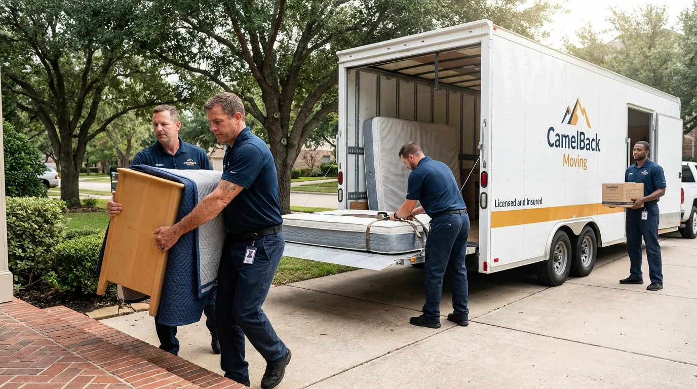 Crew loading residential truck for cross-state move from Alderson, WV